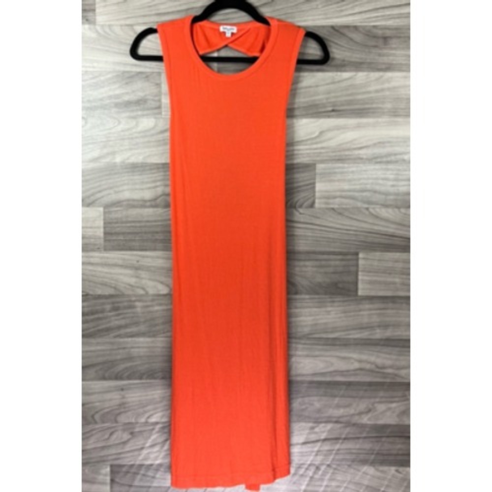 Splendid Womens Sheath Dress Orange Ribbed Knee Length Open Back Scoop Neck S - Picture 6 of 12